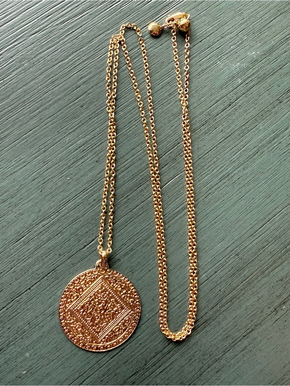 Monica Vinader Marie Charm Pendant & 32” Chain Necklace Yellow Gold Vermeil set